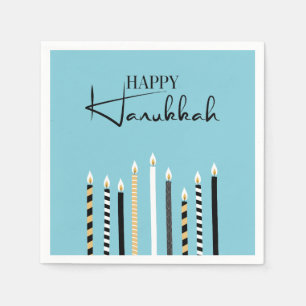 Modern Happy Hanukkah Candles Holiday Napkins Servet