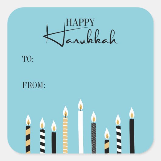 Modern Happy Hanukkah Candles Holiday Sticker (Voorkant)