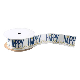 Modern Happy Hanukkah Star van David Custom Ribbon Lint