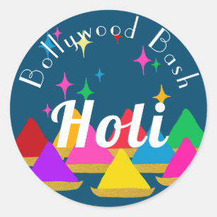 Modern Happy Holi Hindu Festival Colors Design Ronde Sticker