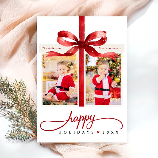 Modern Happy Holidays Red Minimalist Feestdagenkaart