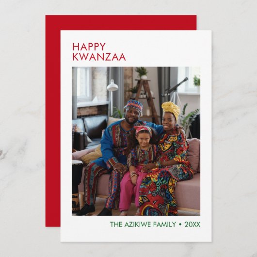 Modern Happy Kwanzaa Photo Holiday Card Feestdagenkaart (Voorkant / Achterkant)