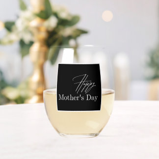 Modern Happy Moederdag — Elegant script Wijnglas Zonder Voet