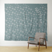 Modern HAPPY NEW YEAR Snowflake Wandkleed (In Situ (horizontaal))