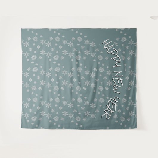 Modern HAPPY NEW YEAR Snowflake Wandkleed (Voorkant (horizontaal))