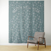 Modern HAPPY NEW YEAR Snowflake Wandkleed (In situ)