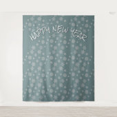 Modern HAPPY NEW YEAR Snowflake Wandkleed (Voorkant)