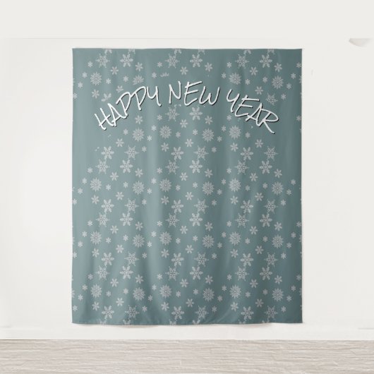 Modern HAPPY NEW YEAR Snowflake Wandkleed (Voorkant)