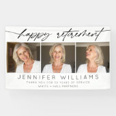 Modern Happy Retirement Elegant Script 3 Foto Spandoek (Horizontaal)