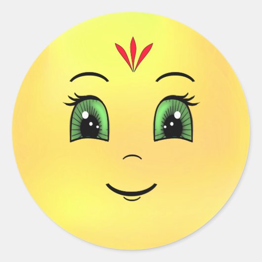 Modern Happy Sun Ronde Sticker (Voorkant)