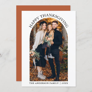 Modern Happy Thanksgiving Photo Arch Terracotta Feestdagenkaart