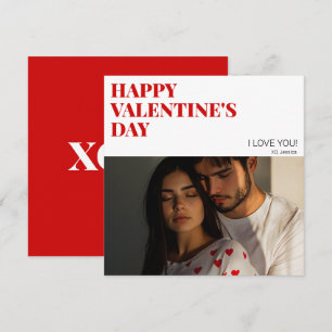 Modern Happy Valentines Day Paar Foto Liefde XOXO Feestdagenkaart