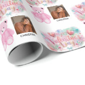 Modern Happy Valentines Day with One square Photo Cadeaupapier (Rol Hoek)