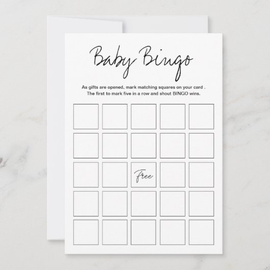 Modern Harlow Baby Shower Bingo Printable Game Kaart (Voorkant)