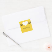 Modern hart Dank jullie Stickers, Geel Vierkante Sticker (Envelop)