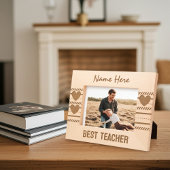 Modern hart en Schattigee lijnkunst, beste leraar Gegraveerde Lijstjes