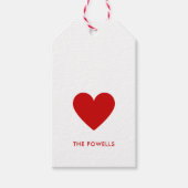 Modern Hart Rood en Wit Polka Dots Chic Custom Cadeaulabel (Voorkant)