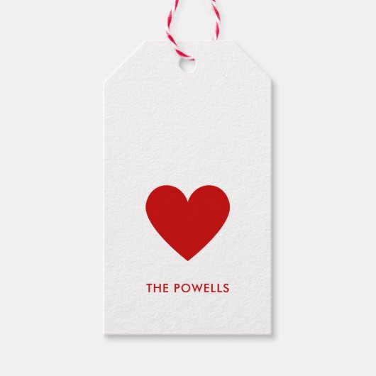 Modern Hart Rood en Wit Polka Dots Chic Custom Cadeaulabel (Voorkant)