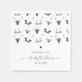 Modern Hart Script & Zwarte Lingerie Bruidsdouche Servet (Voorkant)