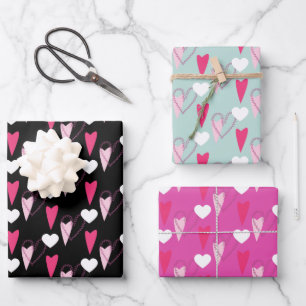 Modern Harten Gemengd Patroon Inpakpapier Vel