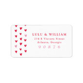 Modern hartenroze en rood handschrift retouradres etiket (Voorkant)