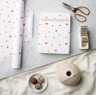 Modern Hartjes Patroon in het Rood Cadeaupapier
