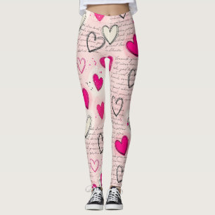 Modern Hartpatroon met Script Achtergrond (11) Leggings