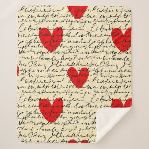Modern Hartpatroon met Script Achtergrond (11) Sherpa Deken