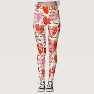 Modern Hartpatroon met Script Achtergrond (12) Leggings