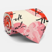 Modern Hartpatroon met Script Achtergrond (12) Stropdas (Opgerold)