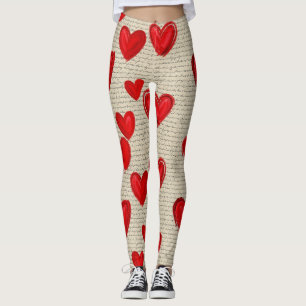 Modern Hartpatroon met Script Achtergrond (13) Leggings