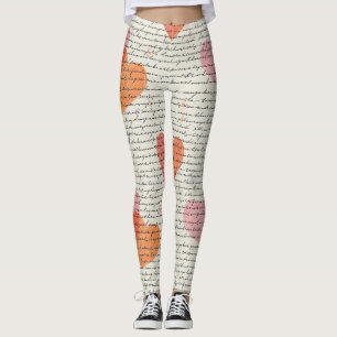 Modern Hartpatroon met Script Achtergrond (14) Leggings