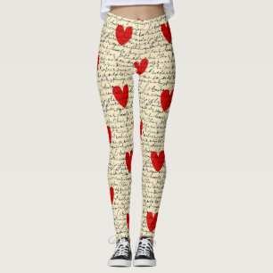 Modern Hartpatroon met Script Achtergrond (15) Leggings
