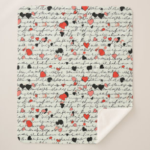Modern Hartpatroon met Script Achtergrond (16) Sherpa Deken