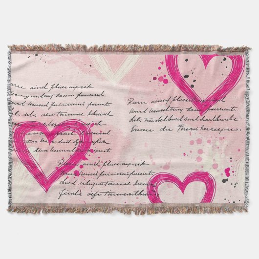 Modern Hartpatroon met Script Achtergrond (9) Deken (Voorkant)