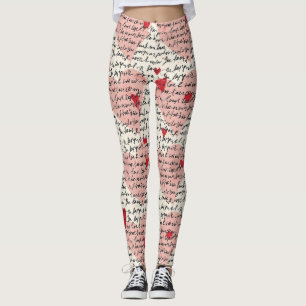 Modern Hartpatroon met Script Achtergrond (9) Leggings