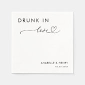 Modern hartscript Drink in Love Elegant Wedding Servet (Voorkant)