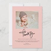 Modern hartscript Foto Roze Baby Girl Aankondiging (Achterkant)