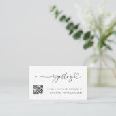 Modern Hartscript Minimale QR Code Gift Registry Informatiekaartje (Staand voorkant)
