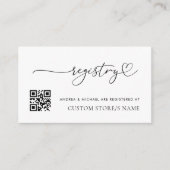Modern Hartscript Minimale QR Code Gift Registry Informatiekaartje (Voorkant)