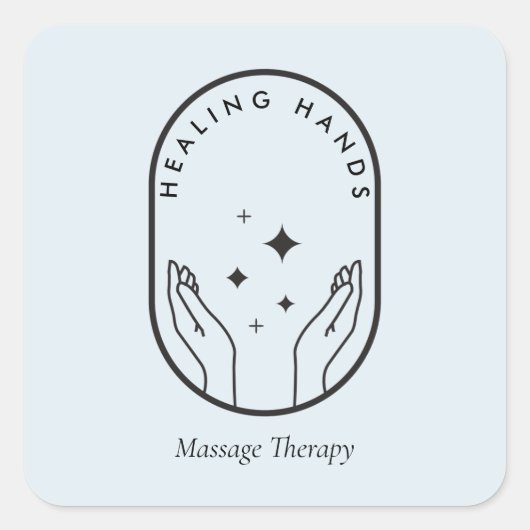 Modern Healing Hands Massage, Wellness Logo Blue Vierkante Sticker (Voorkant)
