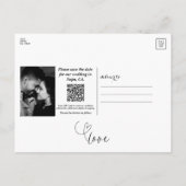 Modern Heart Black & White Chic Bewaar de datum Aankondigingskaart (Achterkant)