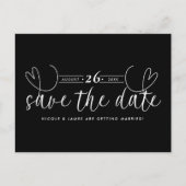 Modern Heart Black & White Chic Bewaar de datum Aankondigingskaart (Voorkant)