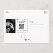 Modern Heart Black White Chic Bewaar de datum Aankondigingskaart (Achterkant)