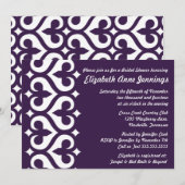 Modern Heart Fleur de Lis Bridal Shower Kaart (Voorkant / Achterkant)