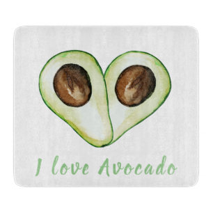 Modern Heart Green I Love Avocado Quote Snijplank
