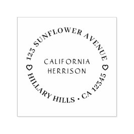 Modern Heart | Handwritten Round Return Address Zelfinktende Stempel