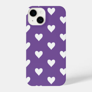 Modern Heart Pattern Paars White iPhone 14 Hoesje