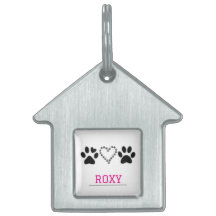 Modern Heart & Paws Framed Pet Tag