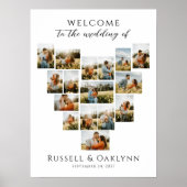 Modern Heart Photo Collage Wedding Welcome Poster (Voorkant)